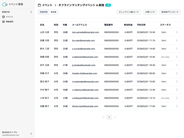 イベント管理画面