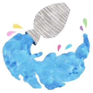 水瓶から青い水が流れ出す水瓶座のシンボルイラスト