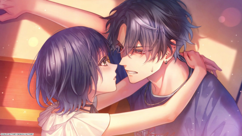 夕焼けの中で見つめ合う二人