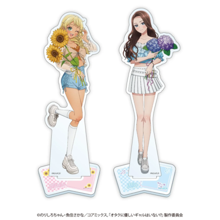 夏らしい服装の二人のアニメ美少女キャラクターのアクリルスタンド