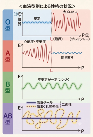 血液型別による性格の状況