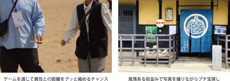 ゲームと街並みで交流する様子
