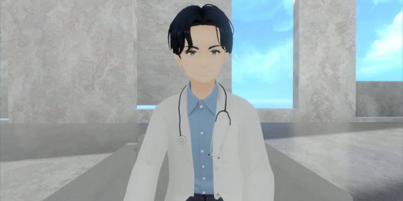 医療従事者の服装をしたアニメ風の男性キャラクター